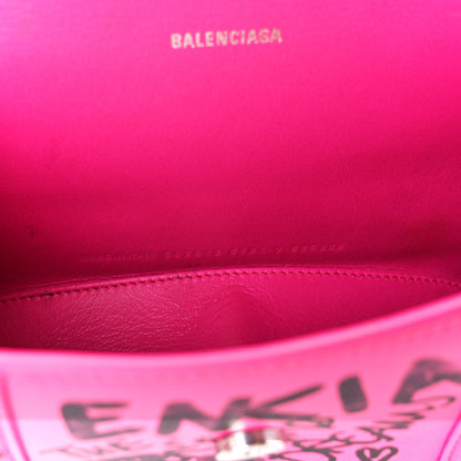 Balenciaga Smooth Calfskin Graffiti Hourglass Top Handle Bag XS Acid Fuchsia Black 7 of 10