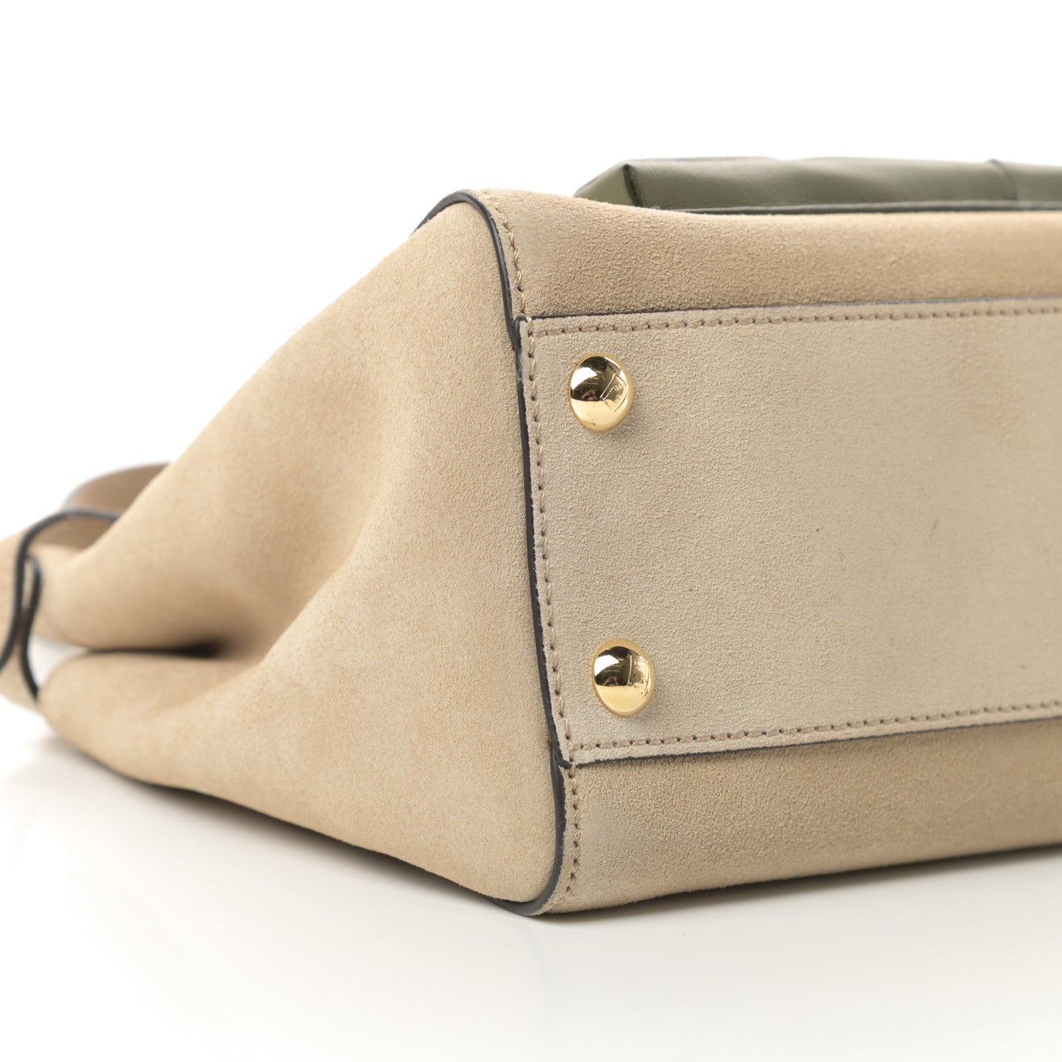 Fendi Suede Shiny Nappa Mini Pocket Peekaboo Iconic Satchel Nude Equatore 10 of 11