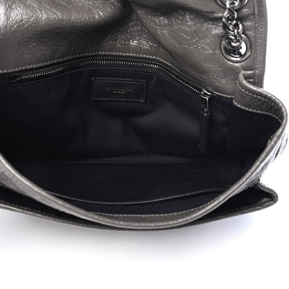 Saint Laurent Crinkled Calfskin Matelasse Monogram Medium Niki Chain Satchel Asphalt 5 of 9