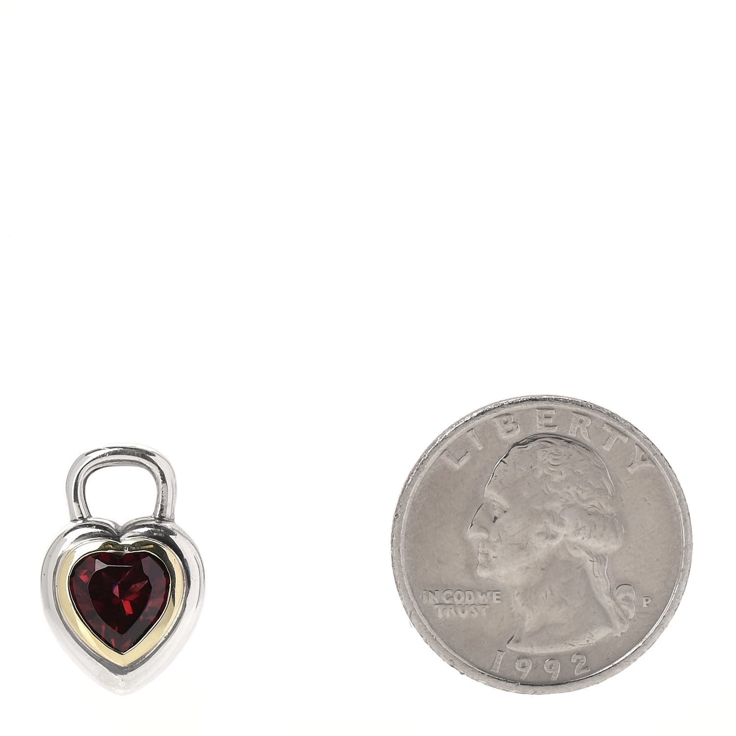 Sterling Silver 14K Yellow Gold Garnet Heart Pendant