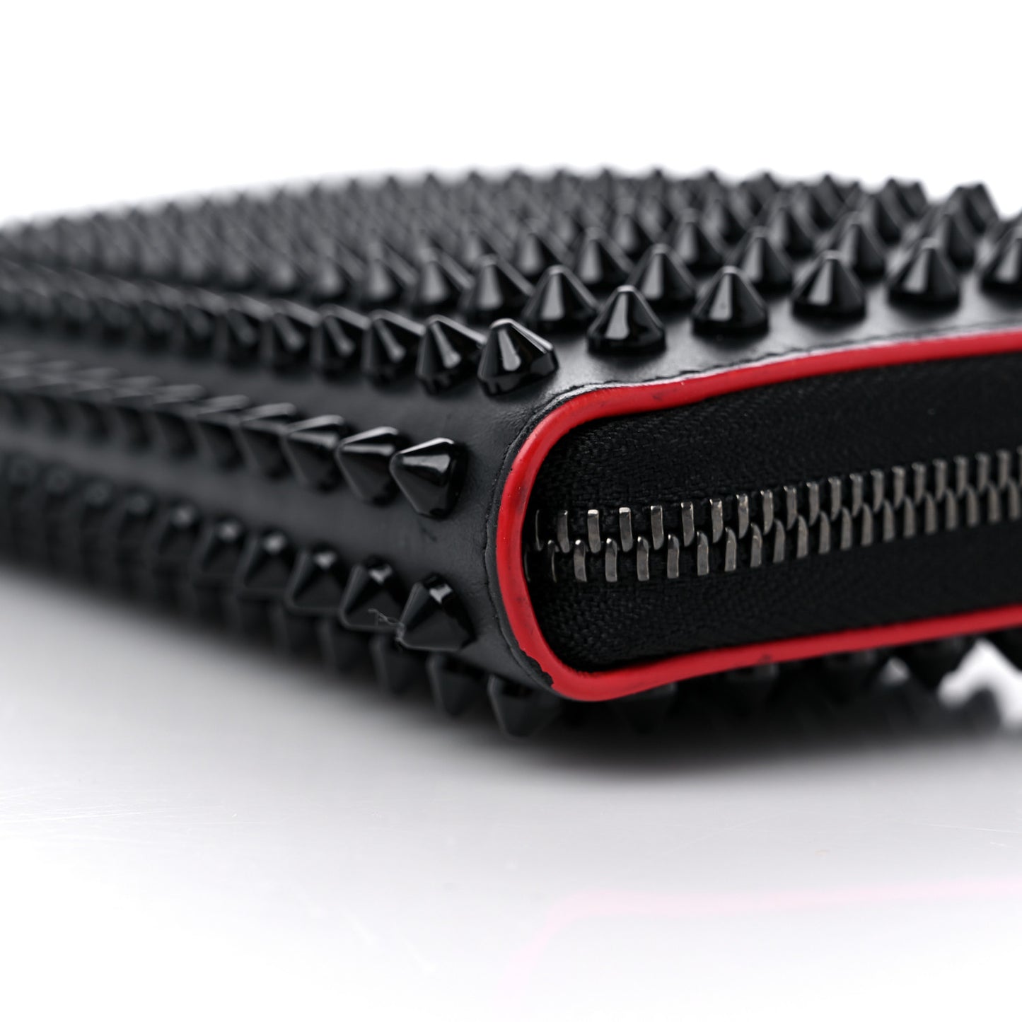 Calfskin Panettone Spiked Zip Around Wallet Black