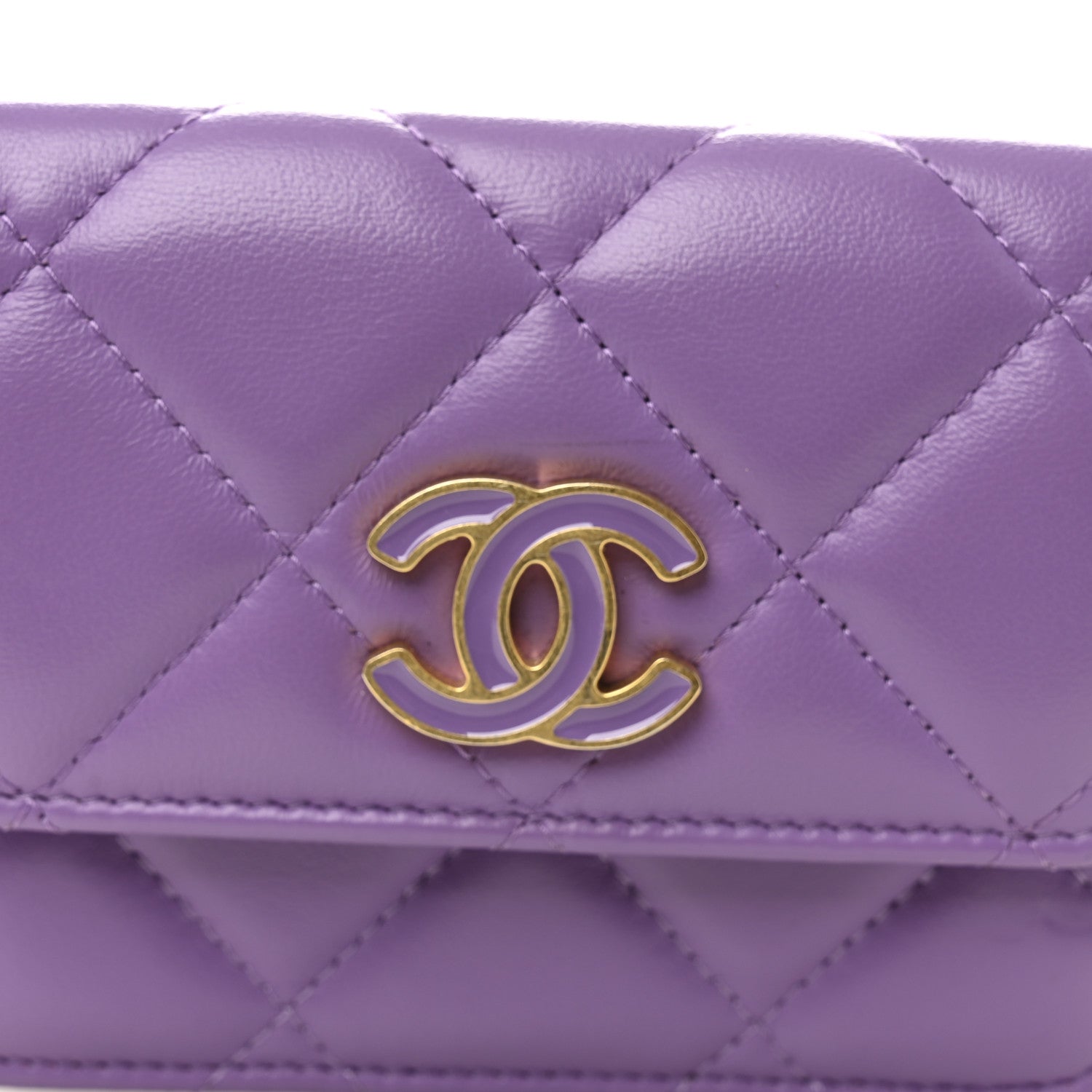 Chanel Lambskin Enamel Quilted Pending CC Flap Belt Bag Purple 9 of 11