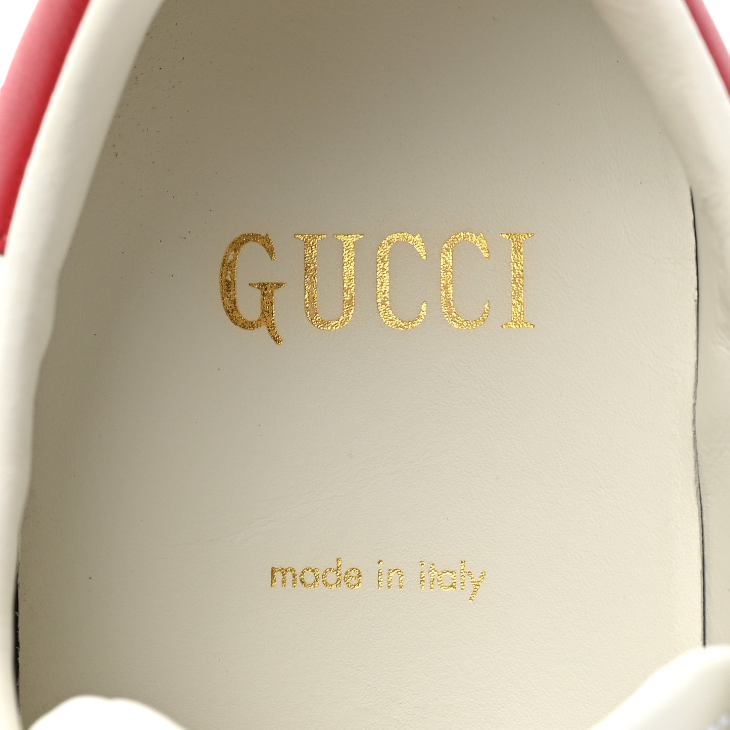 Calfskin Gucci 100 Womens Ace Sneakers 35 White Hibiscus Red