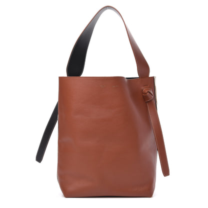 Celine Shiny Smooth Calfskin Zebra Printed Calf Hair Small Twisted Cabas Chalk Brick 1 of 10