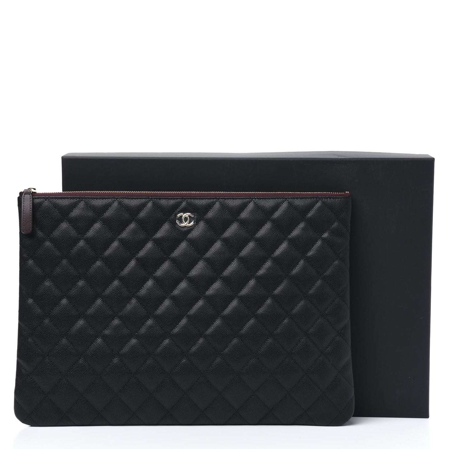 Caviar Quilted Large Cosmetic Case Black
