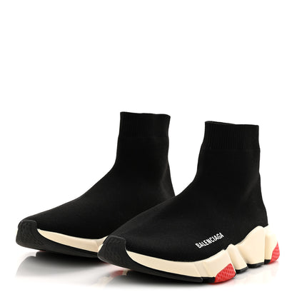 Balenciaga Neoprene Knit Womens Speed Sneakers 38 Black White Red 3 of 9