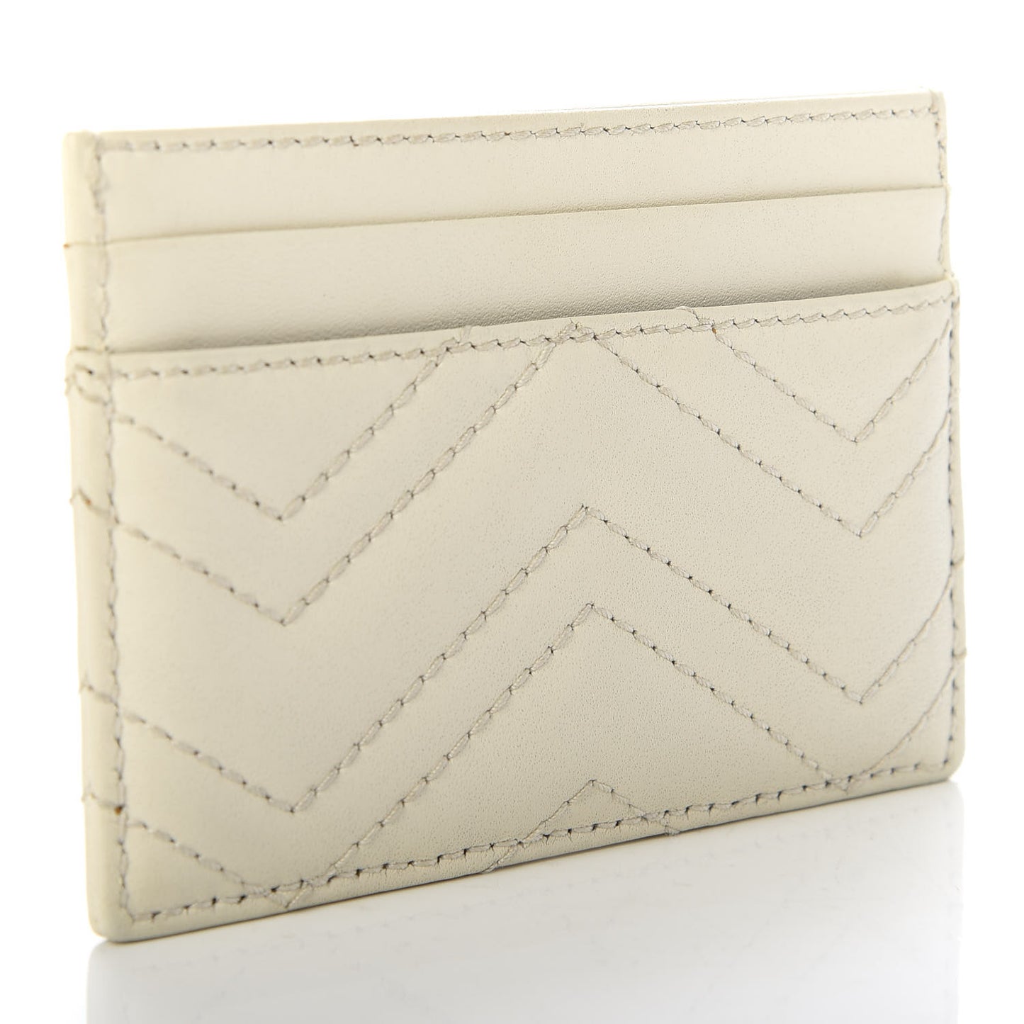 Calfskin Matelasse GG Marmont Card Holder White