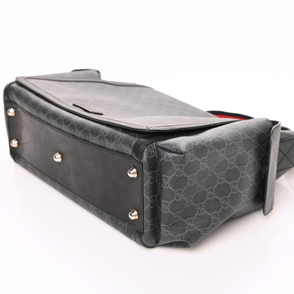 Gucci GG Supreme Monogram Web Messenger Diaper Bag Black Grey 5 of 9