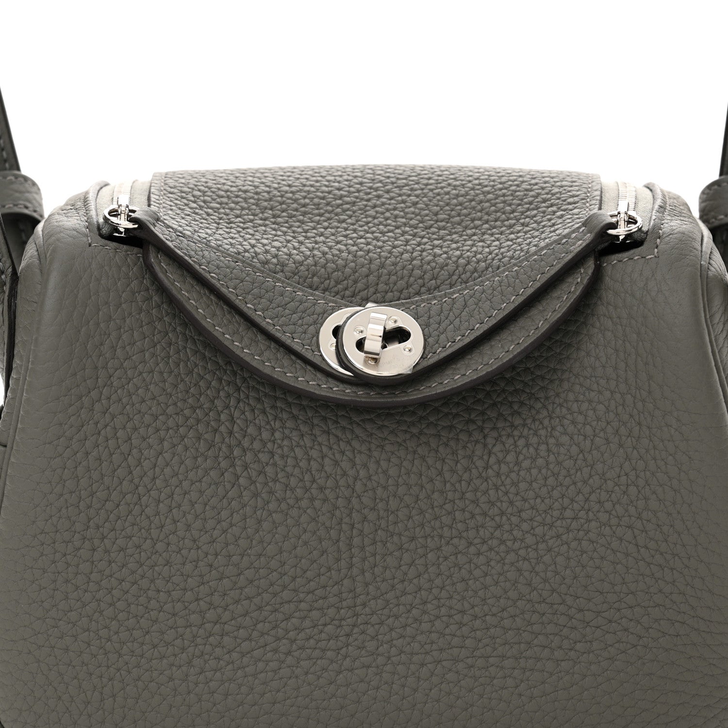 Hermes Taurillon Clemence Mini Lindy 20 Gris Meyer 8 of 11