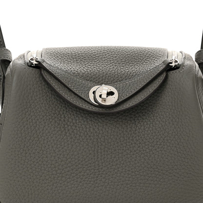 Hermes Taurillon Clemence Mini Lindy 20 Gris Meyer 8 of 11