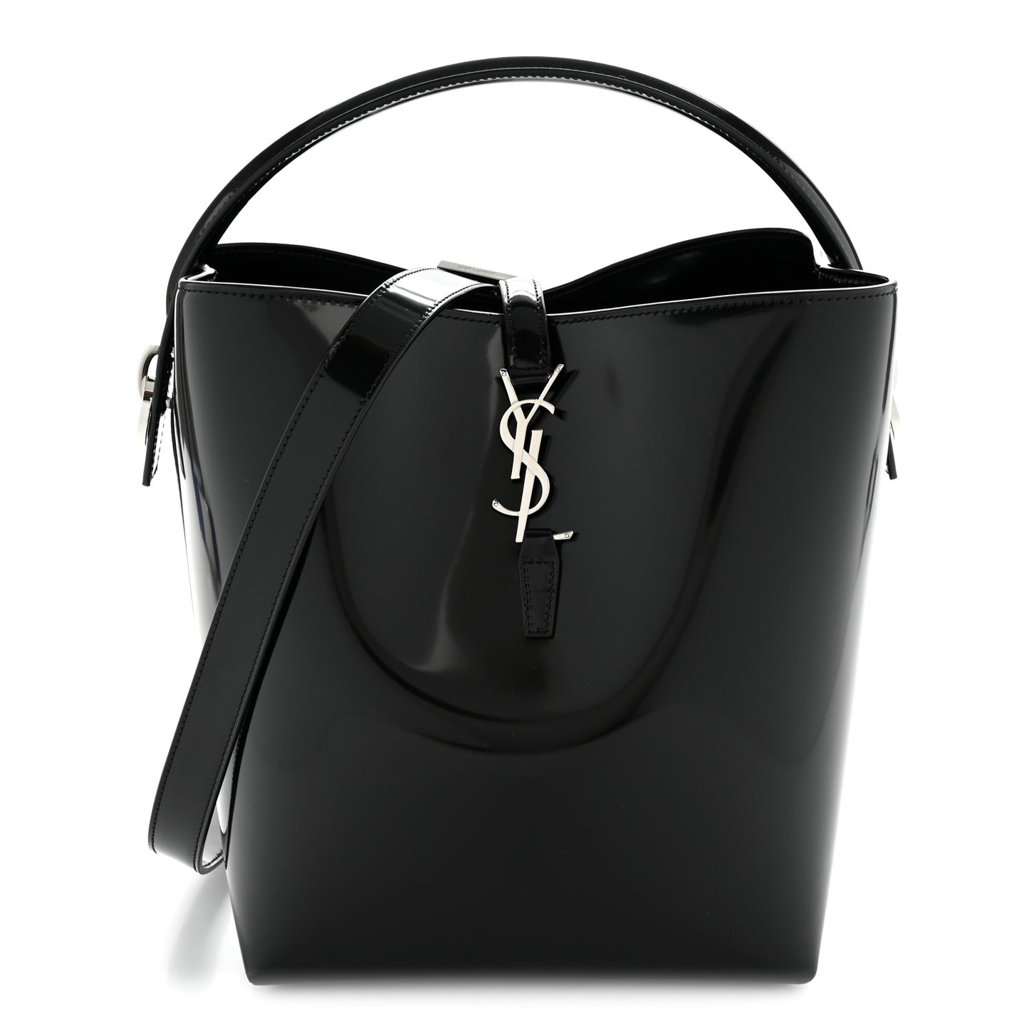 Patent Calfskin Le 37 Bucket Bag Black