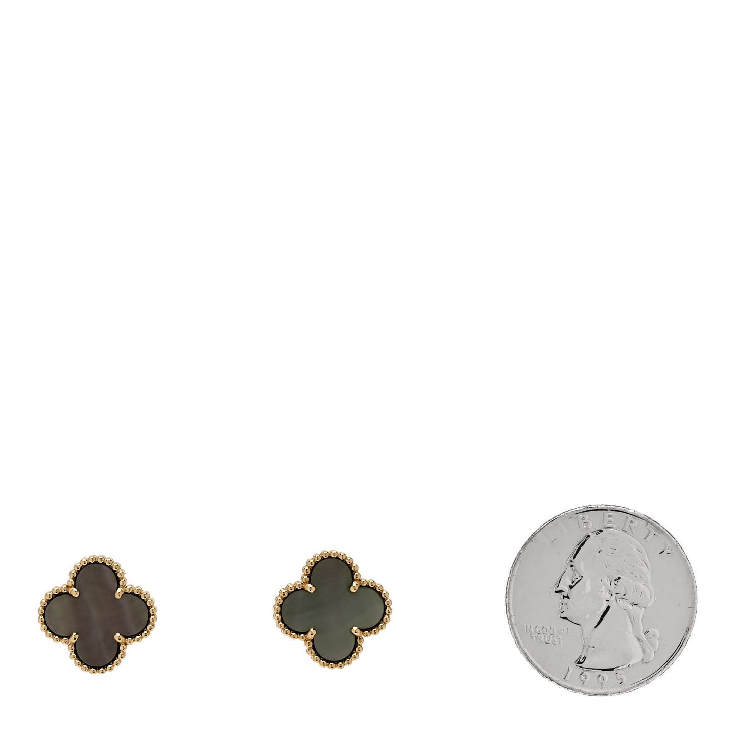 VAN CLEEF & ARPELS 18K Yellow Gold Grey Mother of Pearl Vintage Alhambra Earrings
