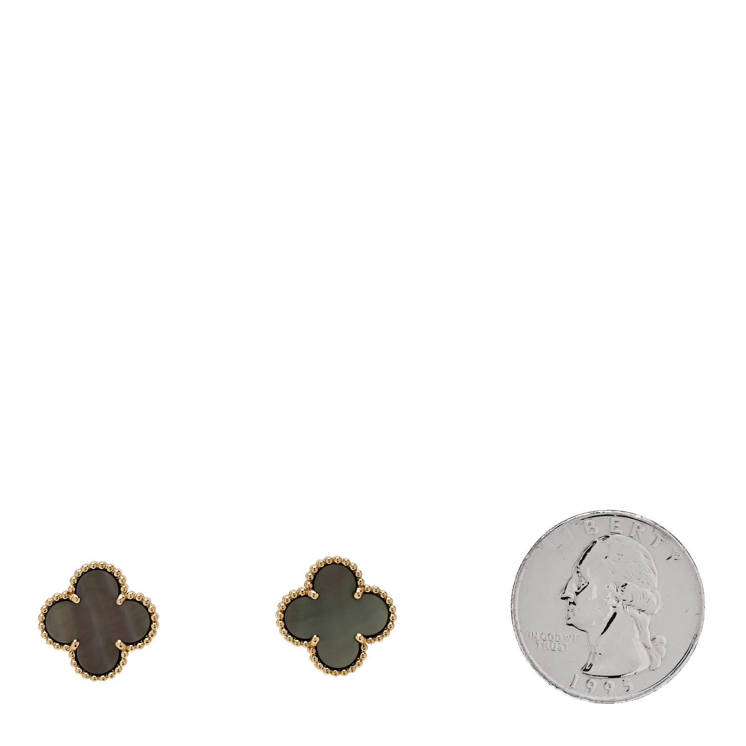 Van Cleef & Arpels VAN CLEEF & ARPELS 18K Yellow Gold Grey Mother of Pearl Vintage Alhambra Earrings 2 of 5