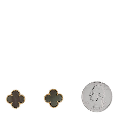 Van Cleef & Arpels VAN CLEEF & ARPELS 18K Yellow Gold Grey Mother of Pearl Vintage Alhambra Earrings 2 of 5