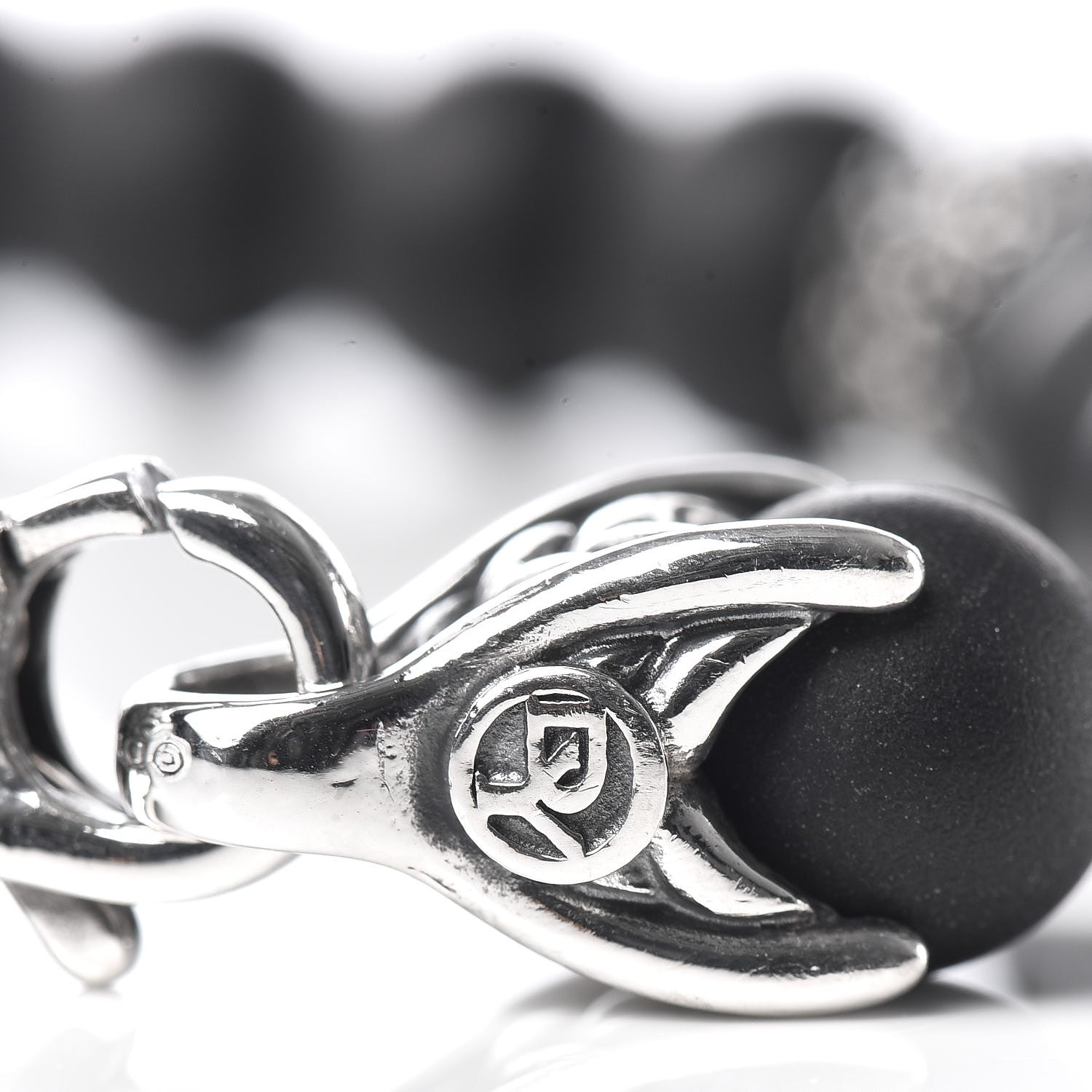 David Yurman Sterling Silver Black Diamond Onyx 8mm Spiritual Beads Bracelet 4 of 4
