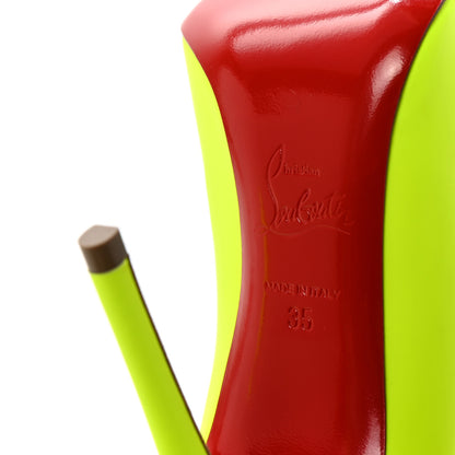 Christian Louboutin Calfskin Hot Chick 100 Pumps 35 Fluo Yellow 7 of 8
