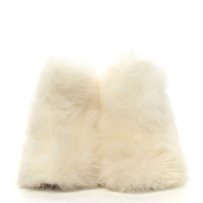 Chanel Fur Ankle Boots 37.5 White 2 of 9