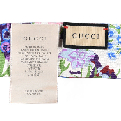 Gucci X KEN SCOTT Silk Twill Floral Print Neck Bow Scarf Ivory Dark Purple 3 of 3