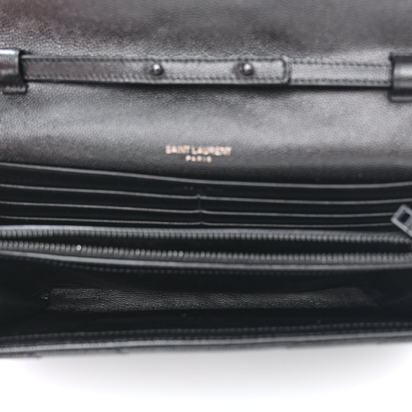 Grain De Poudre Matelasse Chevron Monogram Monochrome Chain Wallet Black
