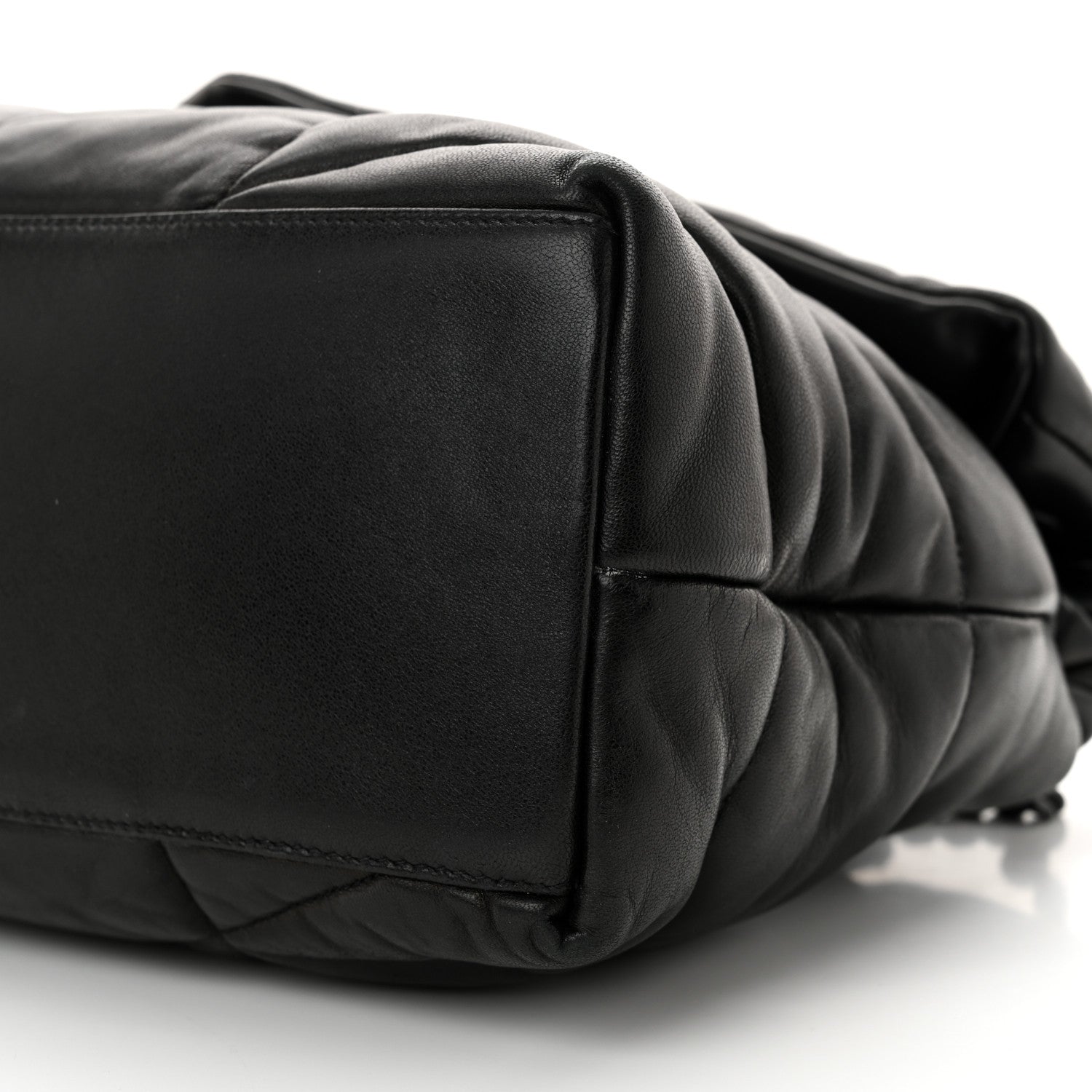 Saint Laurent Lambskin Quilted Monogram Monochrome Medium Loulou Puffer Chain Satchel Black 10 of 11