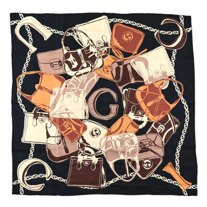 Gucci Silk Twill Bag Print Square Scarf Black 1 of 3