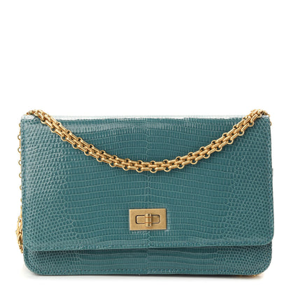 Chanel Lizard Reissue Wallet on Chain WOC Green 1 of 10