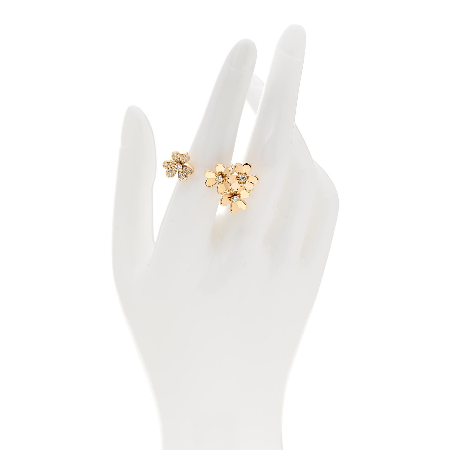 Van Cleef & Arpels 18K Yellow Gold Diamond Frivole Between The Finger Ring 53 6.5 2 of 7