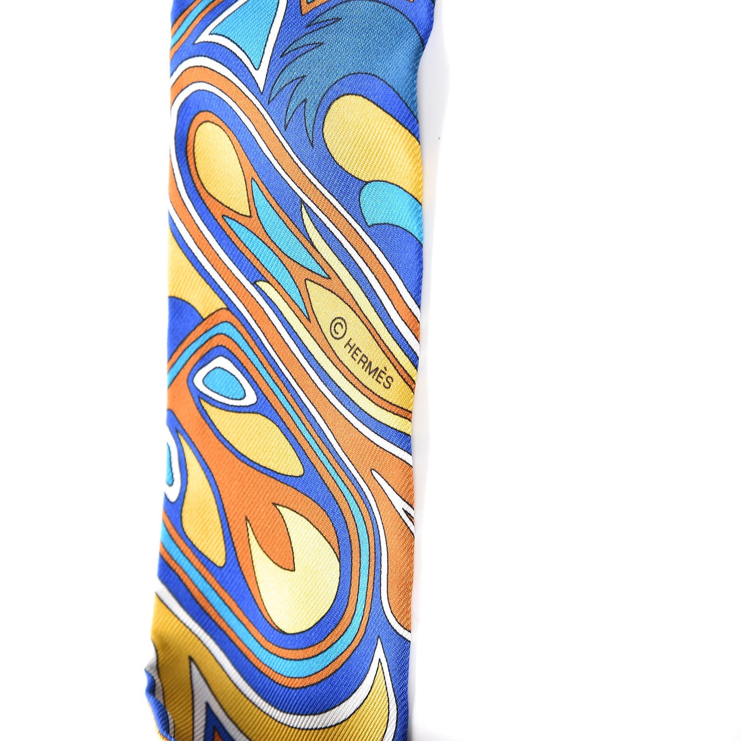 Silk Folklore Twilly Bleu Roy Jaune