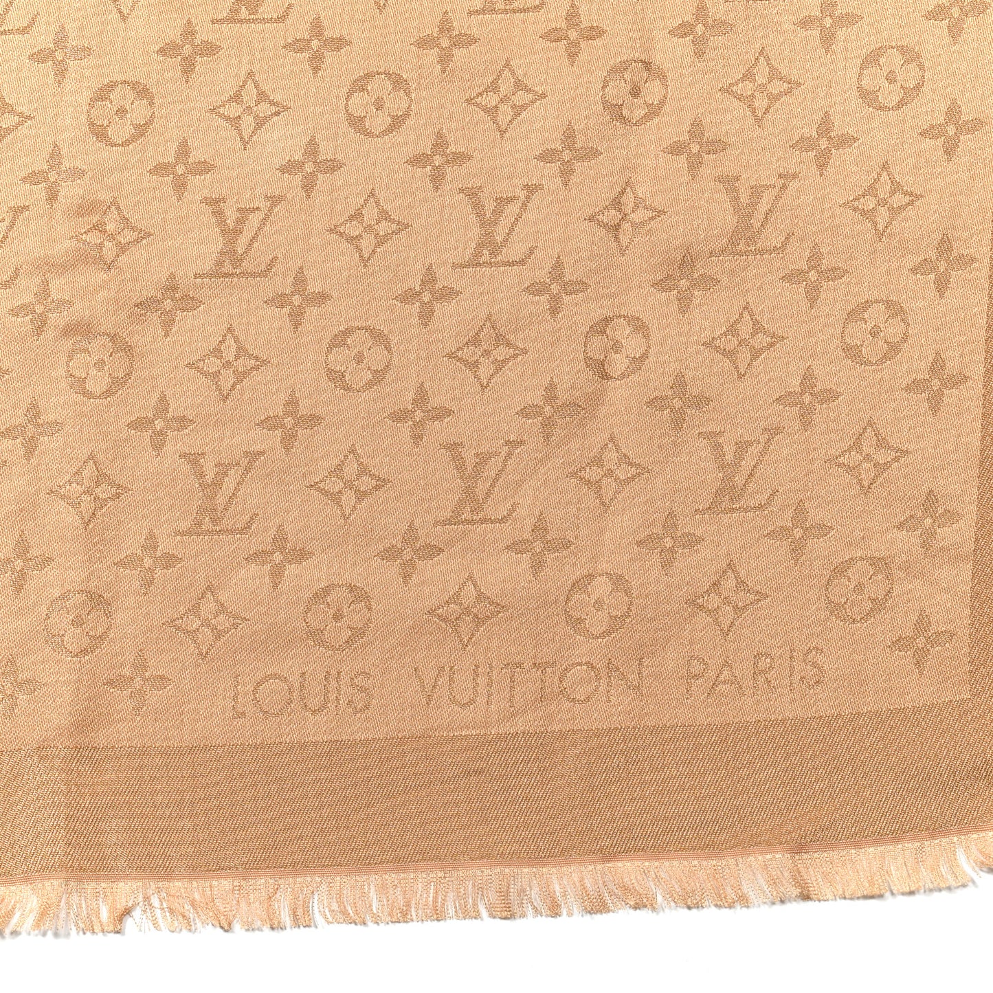 Silk Wool Monogram Shine Shawl Caramel