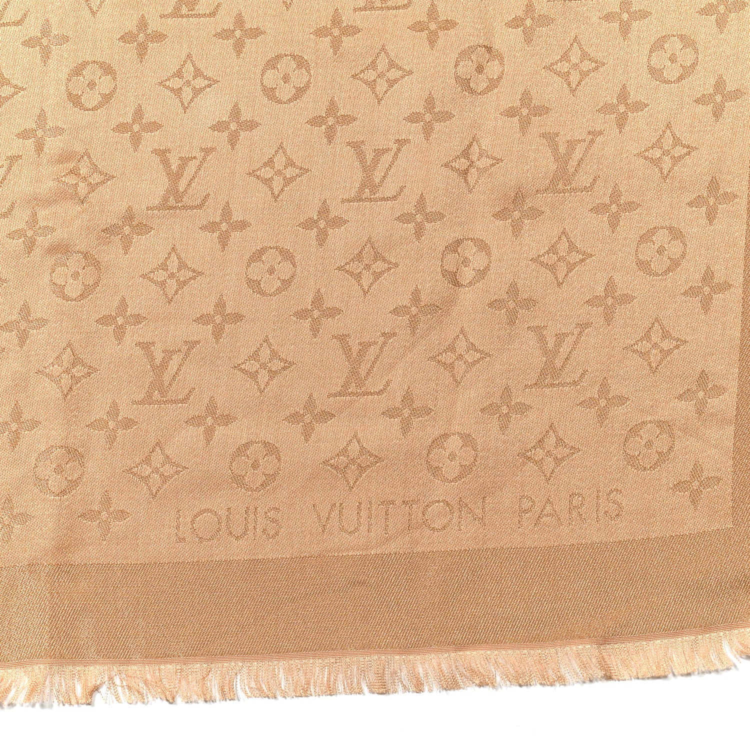Louis Vuitton Silk Wool Monogram Shine Shawl Caramel 4 of 6