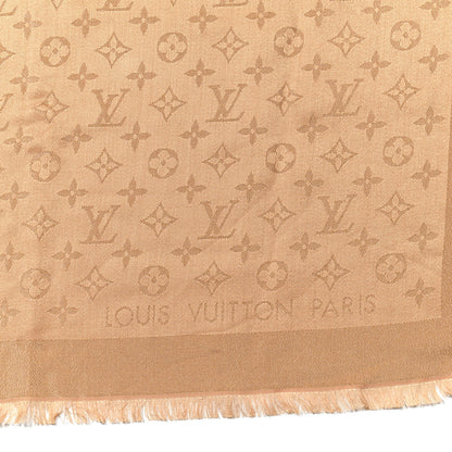 Louis Vuitton Silk Wool Monogram Shine Shawl Caramel 4 of 6