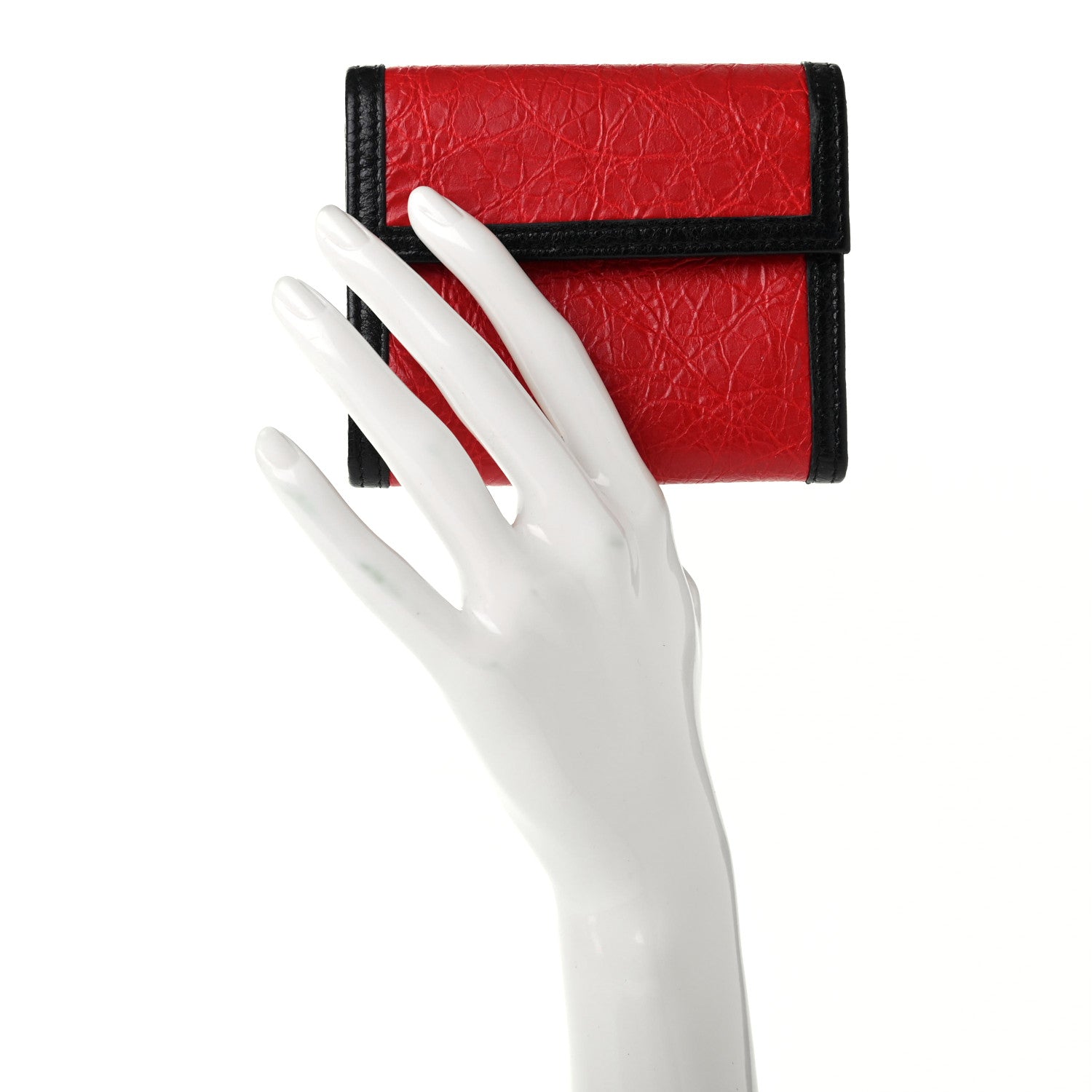 Balenciaga Agneau Compact Wallet Rouge Vif Black 2 of 10