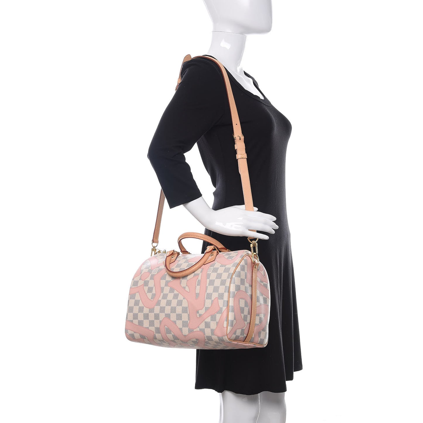 Damier Azur Tahitienne Speedy Bandouliere 30 Rose Ballerine