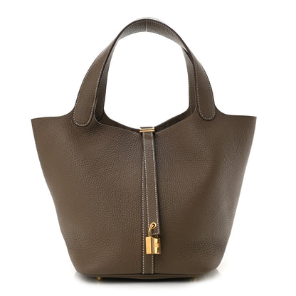 Hermes Taurillon Clemence Picotin Lock 22 MM Etoupe 1 of 9