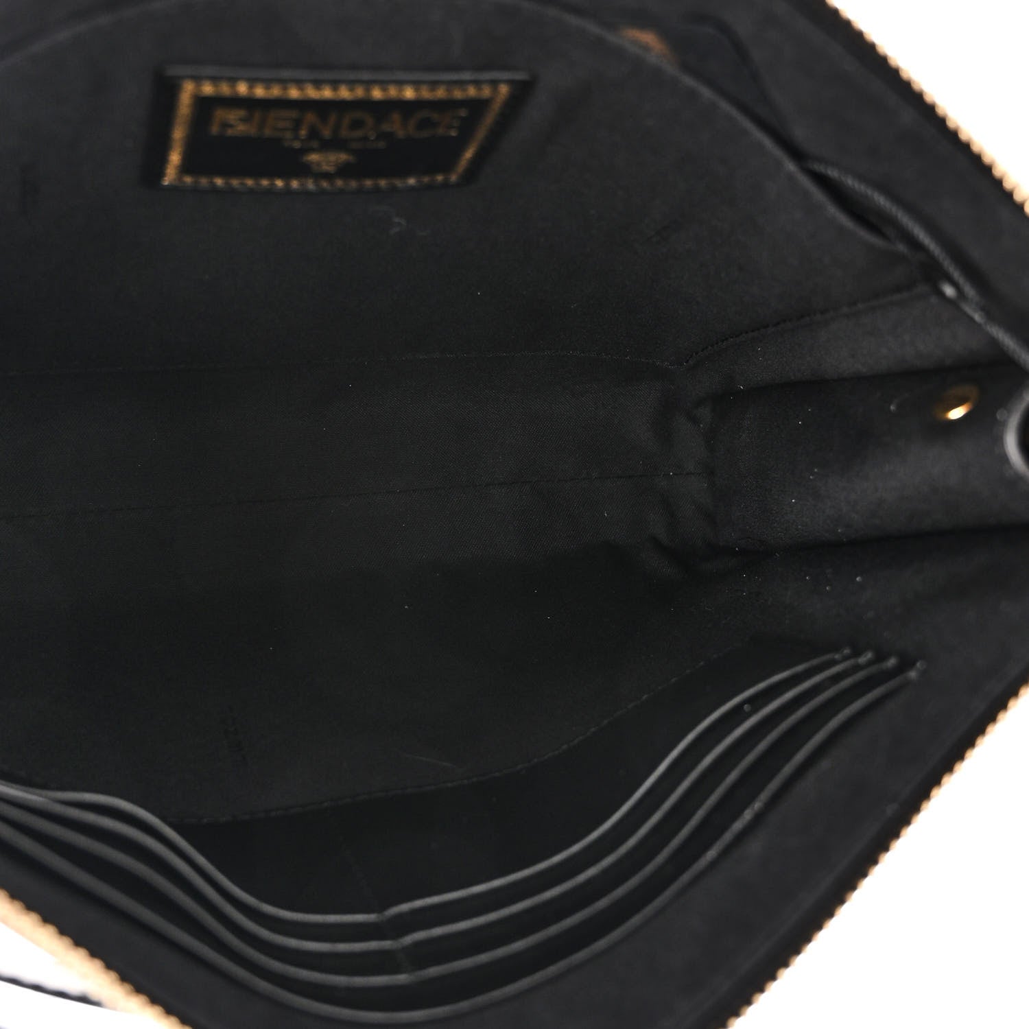 Fendi X VERSACE Vitello Grace Fendace FF Baroque Logo Large Flat Pouch Black 5 of 9