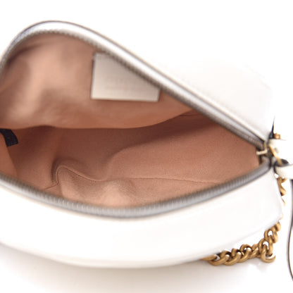 Gucci Calfskin Matelasse Mini GG Marmont Round Shoulder Bag White 5 of 11