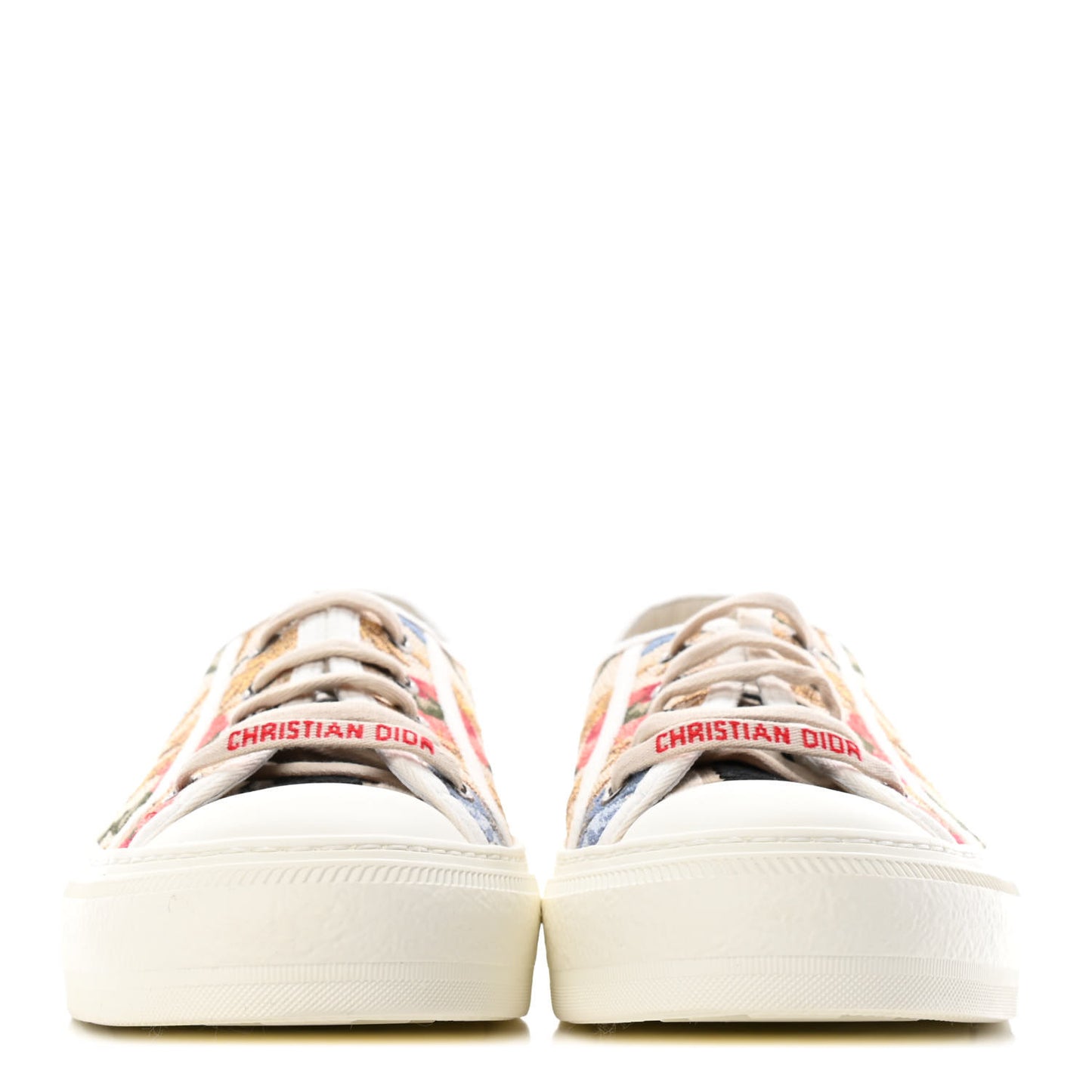 Canvas Floral Embroidered Womens Walk'N'Dior Low Top Sneakers 37.5 Multicolor