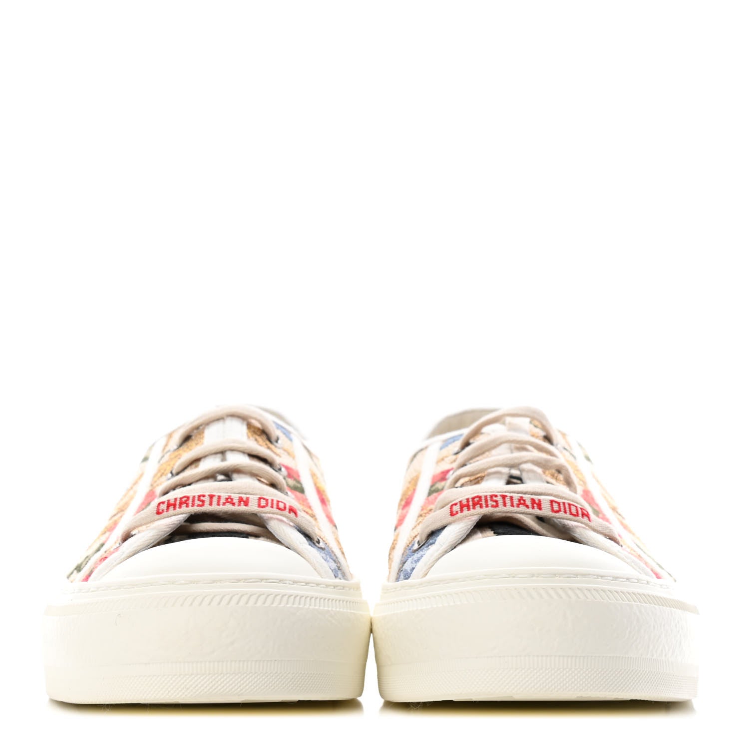Christian Dior Canvas Floral Embroidered Womens Walk'N'Dior Low Top Sneakers 37.5 Multicolor 2 of 5