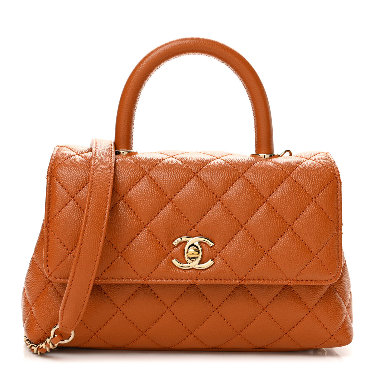 Chanel Caviar Quilted Mini Coco Handle Flap Light Brown 1 of 12