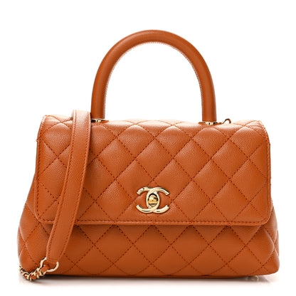 Chanel Caviar Quilted Mini Coco Handle Flap Light Brown 1 of 12