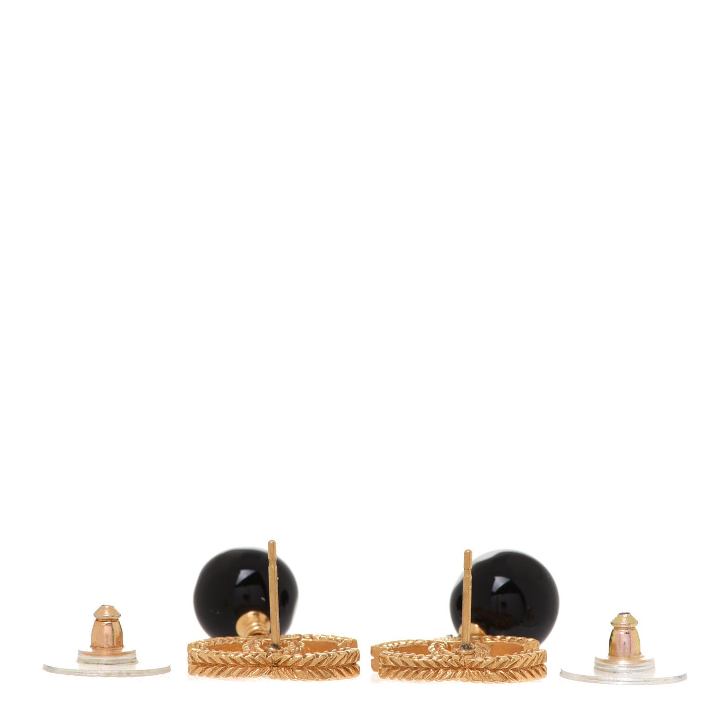 CC Bead Drop Earrings Gold Black