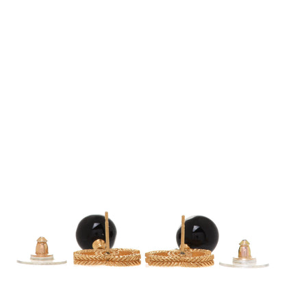 Chanel CC Bead Drop Earrings Gold Black 3 of 6