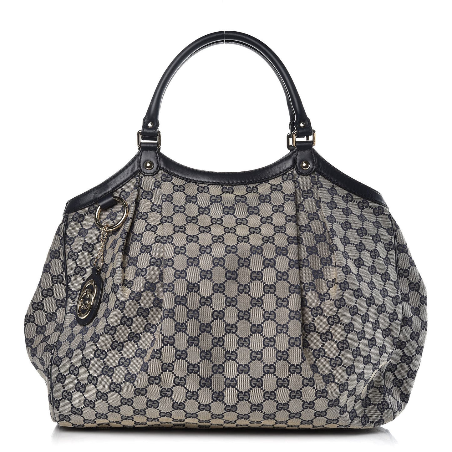 Monogram Calfskin Large Sukey Tote Beige Blue