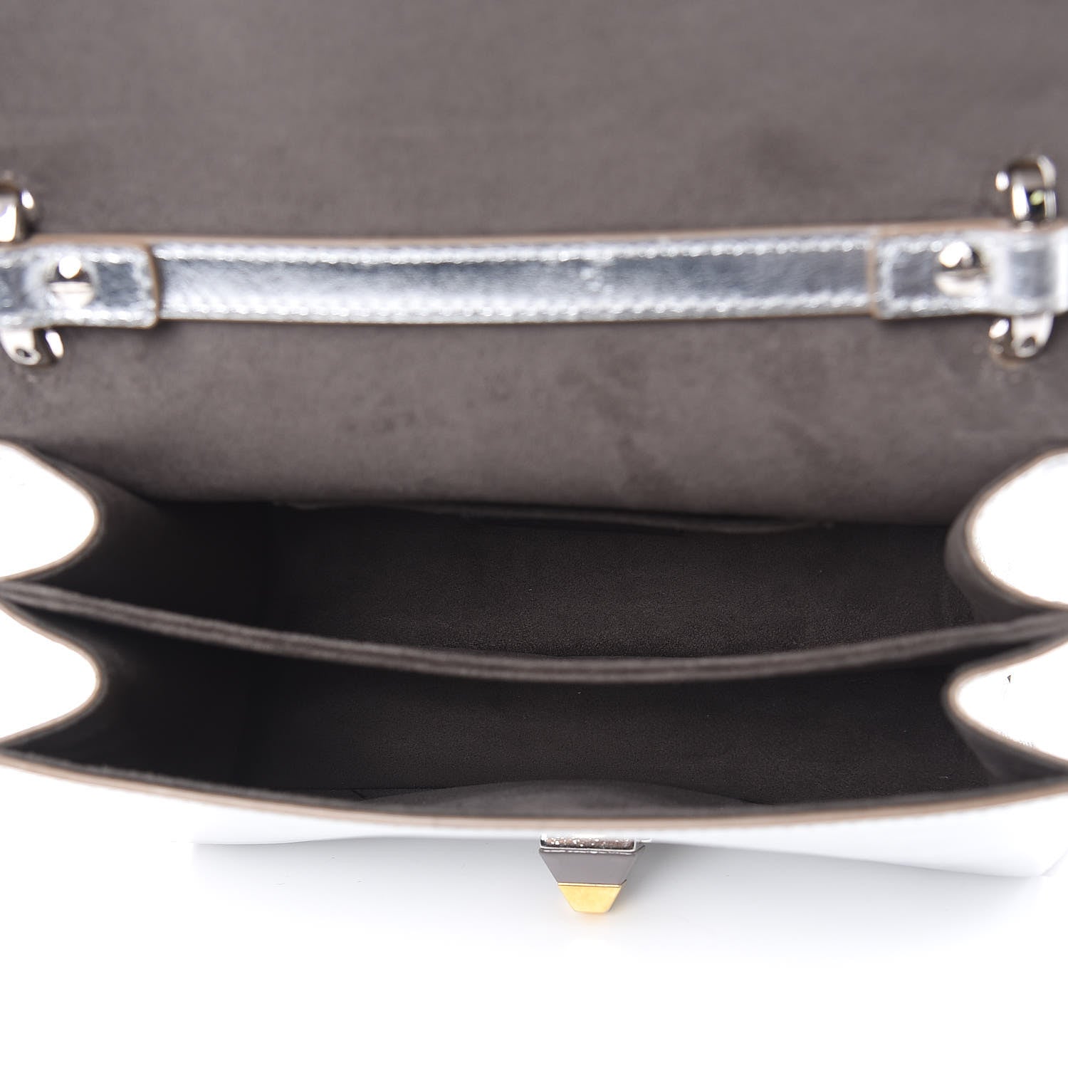 Fendi Vitello Catalan Mirror Scalloped Multi Studded Small Kan I Shoulder Bag Argento 5 of 10