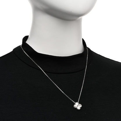 Van Cleef & Arpels 18K White Gold Guilloche Vintage Alhambra Pendant Necklace 2 of 6