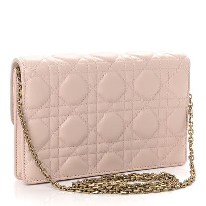 Christian Dior Lambskin Cannage Dioraddict Wallet on Chain Clutch Rose Poudre 3 of 8