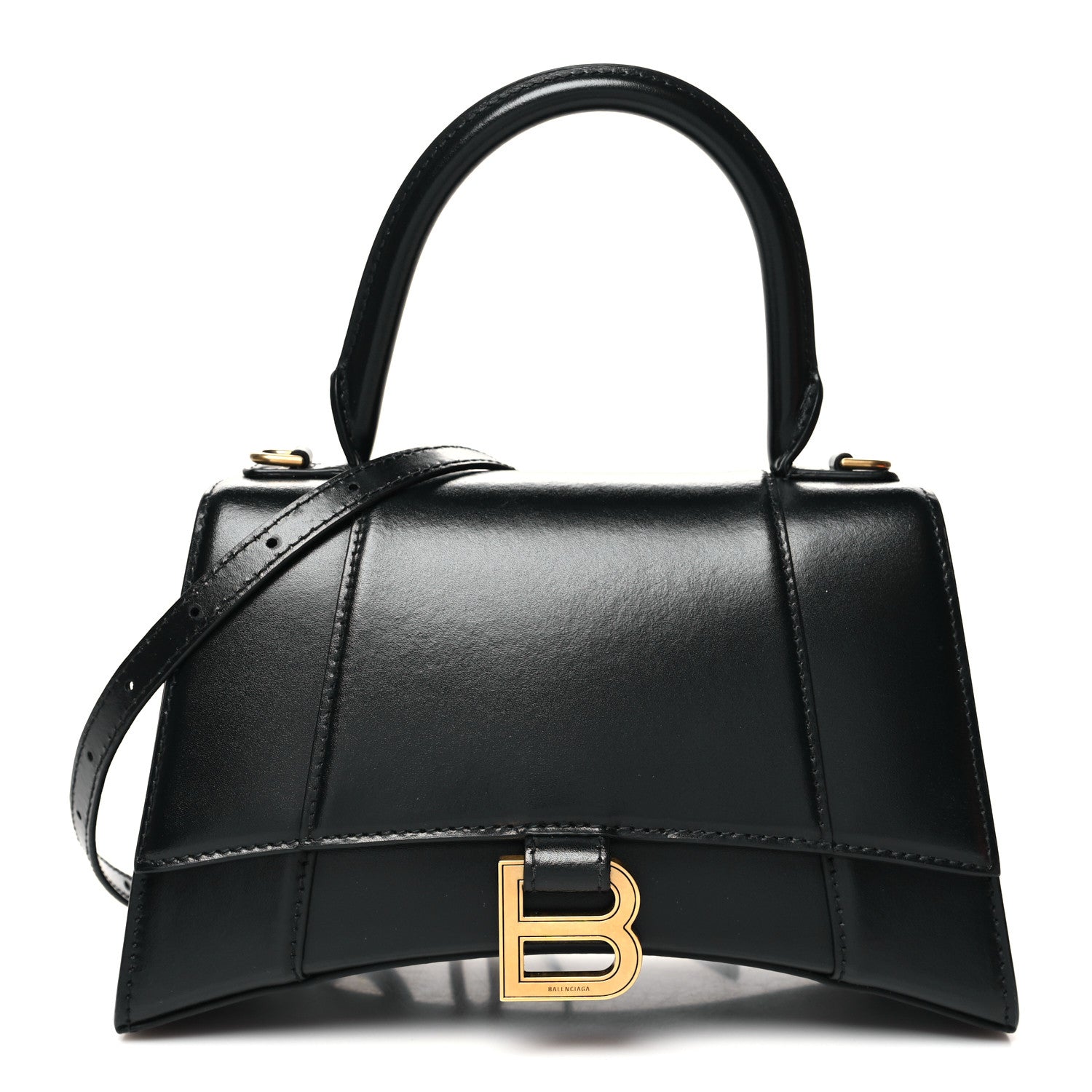 Balenciaga Shiny Box Calfskin Small Hourglass Top Handle Bag Black 1 of 11
