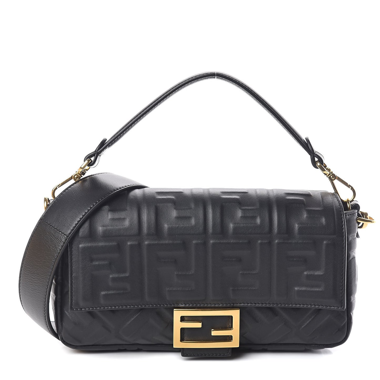 Nappa FF 1974 Embossed Baguette Black