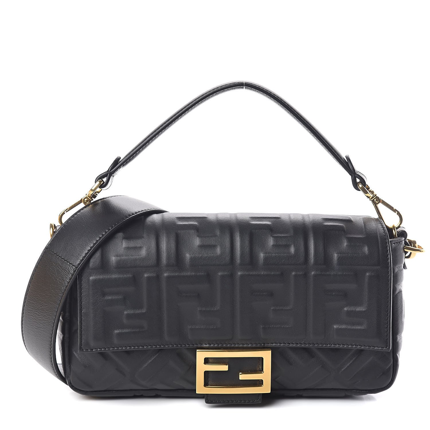 Fendi Nappa FF 1974 Embossed Baguette Black 1 of 10