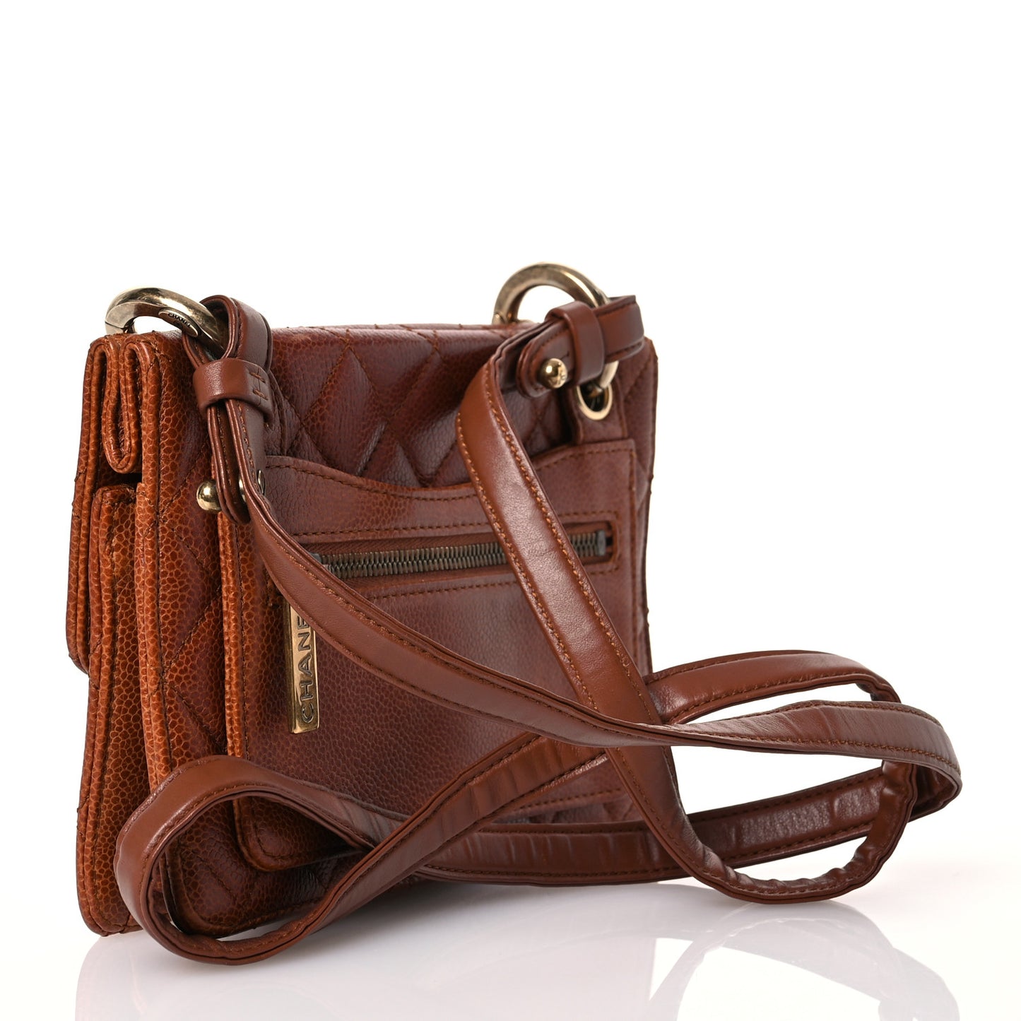 Caviar Quilted Small Retro Class Flap Brown
